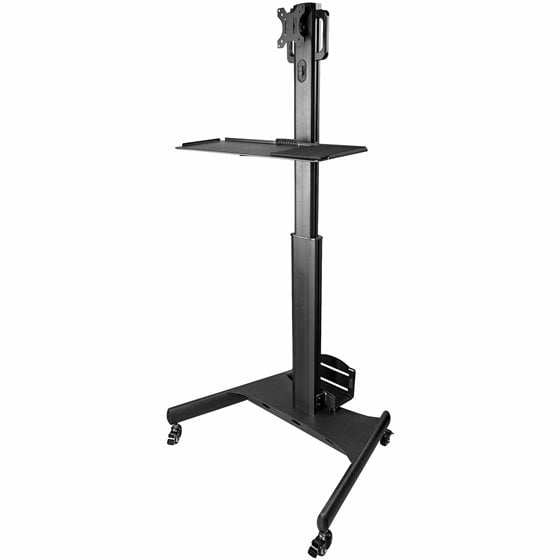 Carrito Ergonómico con Ajuste de Altura para Estación de Trabajo Móvil - con Soporte VESA para Monitor - con Soporte para CPU - 