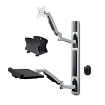 Estación de Trabajo Soporte de Pared para Monitor VESA de 27 Pulgadas (10kg) con Bracket para CPU / Ordenador y Bandeja para Tec