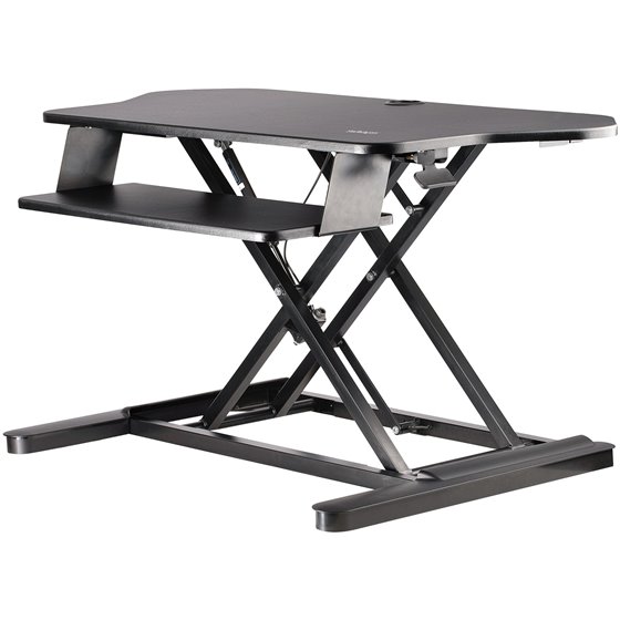 Convertidor Escritorio de Pie y Sentado de Esquina - con Bandeja para Teclado - con Superficie de 89cm x 53cm - Escritorio Ergon