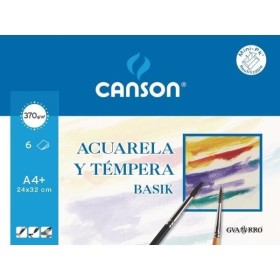 Papel Acuarela CANSON Basik A4 370 g. Pack x6 Hojas