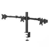 Soporte para 3 Monitores de 13" a 27" (VESA 75x75-100x100, Inclinación +25°/-25°, Giro 180°, hasta 7kg, Ajustable en Altura), Co
