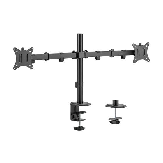 Soporte de escritorio articulado para dos monitores de 17«-32», negro