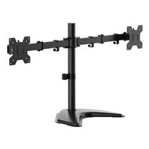 Soporte de mesa con peana eco giratorio e inclinable para monitor/TV 10kg (3 Pivotes, 2 Brazos) de 17-32, Negro