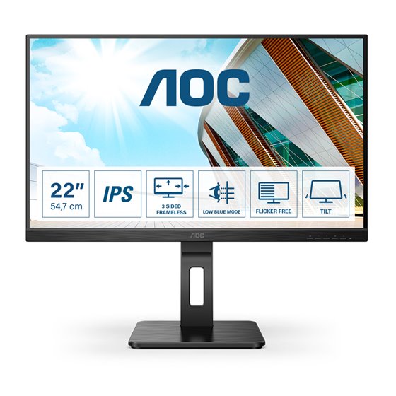 P2 22P2DU pantalla para PC 54,6 cm (21.5") 1920 x 1080 Pixeles Full HD LED Negro