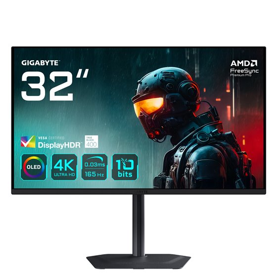 MO32U 31,5" Monitor Gaming OLED 4K UHD - 3840 x 2160, 165Hz, 0.03ms, 250 cd/m², Display HDR True Black 400, HDMI 2.1, DisplayPor