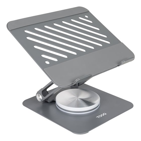 Soporte Elevador con rotación 360° y ajustable, para dispositivos de hasta 13”, Color Gris Oscuro