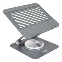 Soporte Elevador con rotación 360° y ajustable, para dispositivos de hasta 13”, Color Gris Oscuro