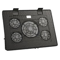 MNBC2, Base Refrigeradora y Stand para Portátiles Hasta 17.3”, Iluminación LED Roja, 5x Ventiladores UA5, Regulable 6 Posiciones