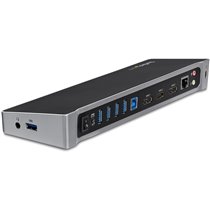 Docking Station USB 3.0 2x DisplayPort y HDMI 4K para 3 Monitores - Hub 5x USB-A (1x Fast Charge) - Audio de 3,5mm - Red GbE - R
