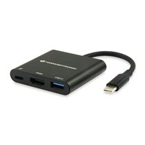 DONN01B base para portátil y replicador de puertos USB 3.2 Gen 1 (3.1 Gen 1) Type-C Negro