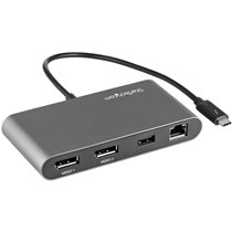 Mini Dock Thunderbolt - Docking Station Portátil para 2 Monitores con DP 4K 60Hz, 1x Hub USB-A (USB 5 Gbps), GbE - Cable de 28cm