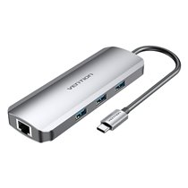 Docking USB Tipo-C TOLHB/ 1xHDMI/ 3xUSB/ 1xUSB Tipo-C PD/ 1xRJ45 1xLector Tarjetas SD y MicroSD/ Jack 3.5/ Gris