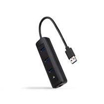 Hub USB-A 3.0 a 3xUSB-A 3.0 + RJ45, USB-A/M- USB-A/M-RJ45/H, Negro, 15 cm