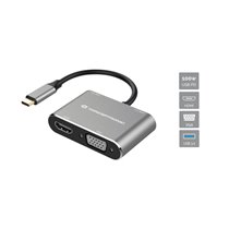 DONN16G base para portátil y replicador de puertos Alámbrico USB 3.2 Gen 1 (3.1 Gen 1) Type-C Negro, Plata