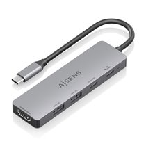 USB-C Dock 5 en 1, USB-C a 1xHDMI 2xUSB-A 1xUSB-C 1xUSB-C PD, Gris, 15cm