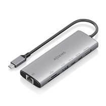 USB-C Dock 7 en 1, USB-C a 1xHDMI, 1xRJ45, 1xUSB-A 10G, 2xUSB-C 10G, 1xSD, 1xMicroSD, Gris, 20cm