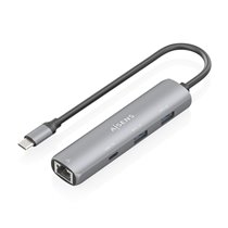 Dock USB-C A Ethernet Gigabit + Hub 1xUSB-C+2xUSB-A, Gris, 15cm