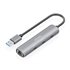 USB3.0 Dock USB-A A Ethernet Gigabit + Hub 3xUSB-C, Gris, 15cm