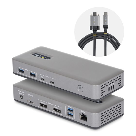 Docking Station USB-C de 2 Monitores DisplayPort - 4K 60Hz - Red Ethernet de 1Gbps - Dock Multipantalla - PD de 100W para Carga 