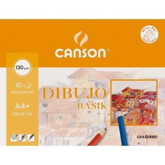 Papel Dibujo CANSON Basik A4 Recuadro 130 g. Pack x10 Hojas