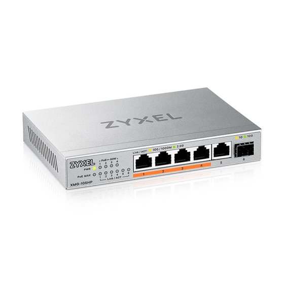 XMG-105HP No administrado 2.5G Ethernet (100/1000/2500) Energía sobre Ethernet (PoE) Plata