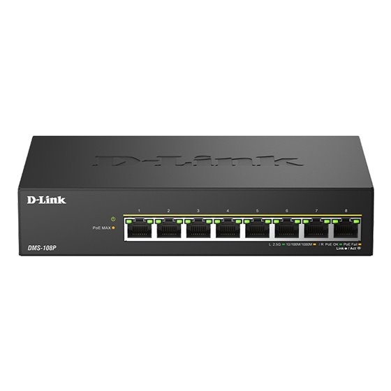 DMS-108P/E switch No administrado 2.5G Ethernet (100/1000/2500) Energía sobre Ethernet (PoE) Negro