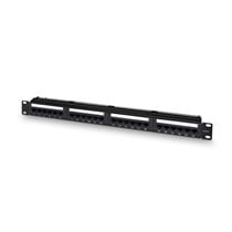 Panel De Parcheo De 24 Puertos RJ45 Cat.6 UTP, 19" 1U Dual IDC Con Gestion De Cables, Negro