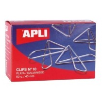 Clips Mariposa Plateados APLI Nº 10 40 mm. Caja x50