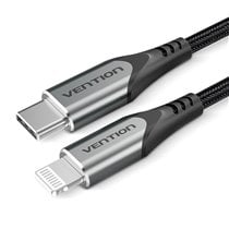 Cable USB 2.0 Tipo-C Lightning TACHF/ USB Tipo-C Macho - Lightning Macho/ 1m/ Gris