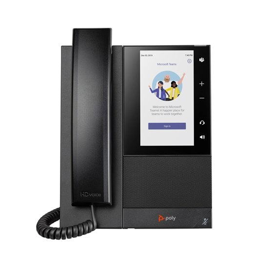 Teléfono multimedia empresarial Poly CCX 505 para Microsoft Teams y habilitado para alimentación a través de Ethernet (PoE)