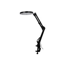 Lampara de escritorio q-connect hadar led 8w 380lm aluminio con pinza y lupa brazo doble color negro