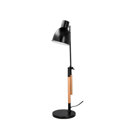 Lampara de escritorio q-connect deneb metalica con detalles de madera interruptor2 articulaciones color negro