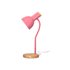 Lampara de escritorio q-connect orion metalica con detalles de madera brazo flexible color rosa