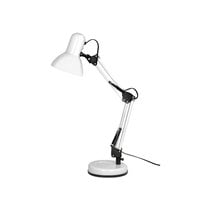Lampara de escritorio q-connect polaris metalica coninterruptor brazo doble 3 articulaciones color blanco