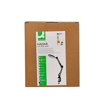Lampara de escritorio q-connect hadar led 8w 380lm aluminio con pinza y lupa brazo doble color negro