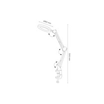 Lampara de escritorio q-connect hadar led 8w 380lm aluminio con pinza y lupa brazo doble color negro