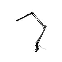 Lampara de escritorio q-connect rigel led 8w 320 lm aluminio con pinza brazo doble3 articulaciones color negro