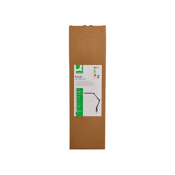 Lampara de escritorio q-connect rigel led 8w 320 lm aluminio con pinza brazo doble3 articulaciones color negro