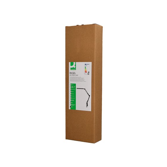 Lampara de escritorio q-connect rigel led 8w 320 lm aluminio con pinza brazo doble3 articulaciones color negro