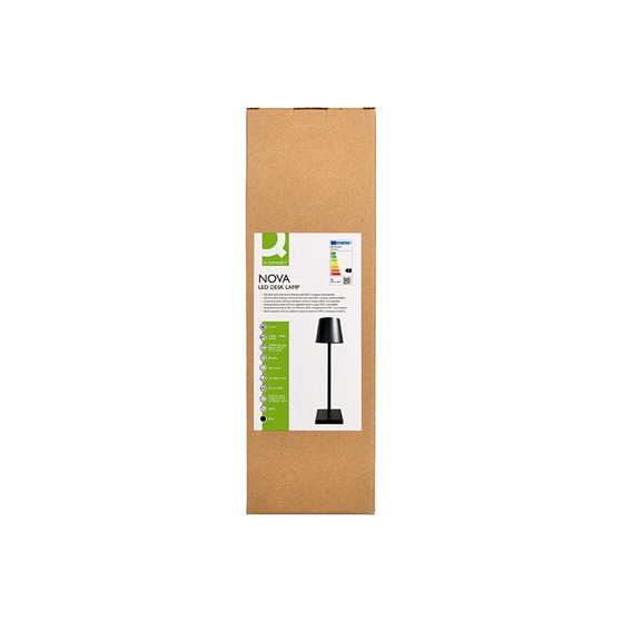 Lampara de escritorio q-connect nova led 2w 200 lm metalica tactil recargable usb-c color negro