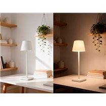 Lampara de escritorio q-connect nova led 2w 200 lm metalica tactil recargable usb-c color blanco