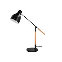 Lampara de escritorio q-connect deneb metalica con detalles de madera interruptor2 articulaciones color negro