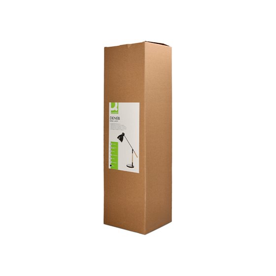 Lampara de escritorio q-connect deneb metalica con detalles de madera interruptor2 articulaciones color negro