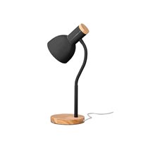 Lampara de escritorio q-connect orion metalica con detalles de madera brazo flexible color negro