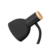 Lampara de escritorio q-connect orion metalica con detalles de madera brazo flexible color negro