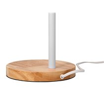 Lampara de escritorio q-connect orion metalica con detalles de madera brazo flexible color blanco
