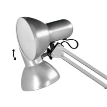 Lampara de escritorio q-connect antares metalica conpinza interruptor brazo doble 3 articulaciones color plata