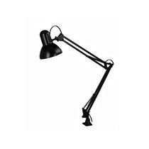 Lampara de escritorio q-connect antares metalica conpinza interruptor brazo doble 3 articulaciones color negro
