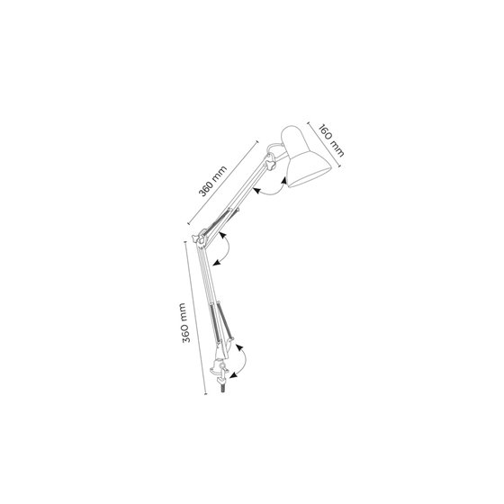 Lampara de escritorio q-connect antares metalica conpinza interruptor brazo doble 3 articulaciones color negro