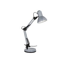 Lampara de escritorio q-connect polaris metalica coninterruptor brazo doble 3 articulaciones color plata